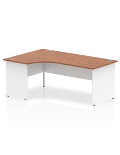 Dynamic Impulse 1800mm Left Crescent Office Desk Walnut Top White Panel End Leg TT000031