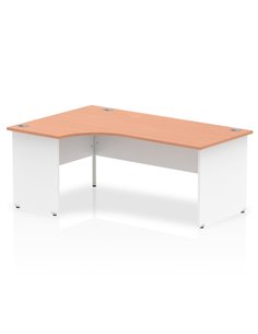 Dynamic Impulse 1800mm Left Crescent Office Desk Beech Top White Panel End Leg TT000033