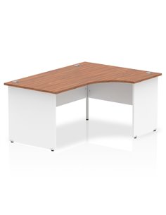 Dynamic Impulse 1600mm Right Crescent Office Desk Walnut Top White Panel End Leg TT000037
