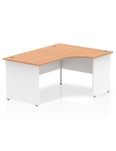 Dynamic Impulse 1600mm Right Crescent Office Desk Oak Top White Panel End Leg TT000041