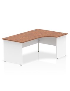 Dynamic Impulse 1800mm Right Crescent Office Desk Walnut Top White Panel End Leg TT000043