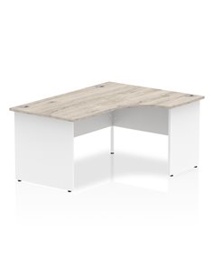 Dynamic Impulse 1600mm Right Crescent Office Desk Grey Oak Top White Panel End Leg TT000162
