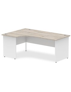Dynamic Impulse 1800mm Left Crescent Office Desk Grey Oak Top White Panel End Leg TT000163