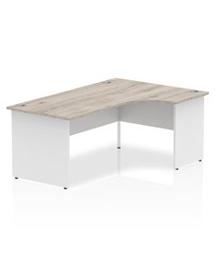 Dynamic Impulse 1800mm Right Crescent Office Desk Grey Oak Top White Panel End Leg TT000164