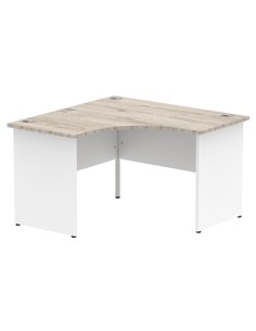 Dynamic Impulse 1200mm Corner Office Desk Grey Oak Top White Panel End Leg TT000165