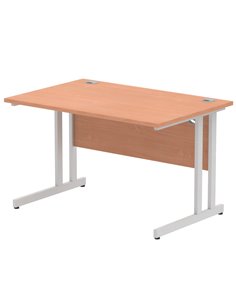 Dynamic Impulse 1200 x 800mm Straight Office Desk Beech Top Silver Cantilever Leg I000283