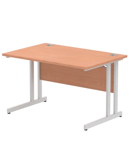 Dynamic Impulse 1200 x 800mm Straight Office Desk Beech Top Silver Cantilever Leg I000283 - pic 75217 | FastDaddyshop