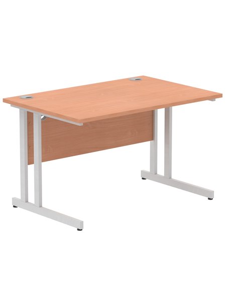 Dynamic Impulse 1200 x 800mm Straight Office Desk Beech Top Silver Cantilever Leg I000283 - pic 75219 | FastDaddyshop