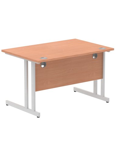 Dynamic Impulse 1200 x 800mm Straight Office Desk Beech Top Silver Cantilever Leg I000283