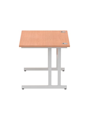 Dynamic Impulse 1200 x 800mm Straight Office Desk Beech Top Silver Cantilever Leg I000283