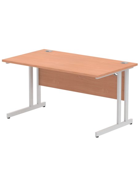 Dynamic Impulse 1400 x 800mm Straight Office Desk Beech Top Silver Cantilever Leg I000284 - pic 75225 | FastDaddyshop