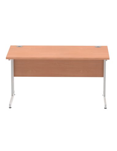 Dynamic Impulse 1400 x 800mm Straight Office Desk Beech Top Silver Cantilever Leg I000284