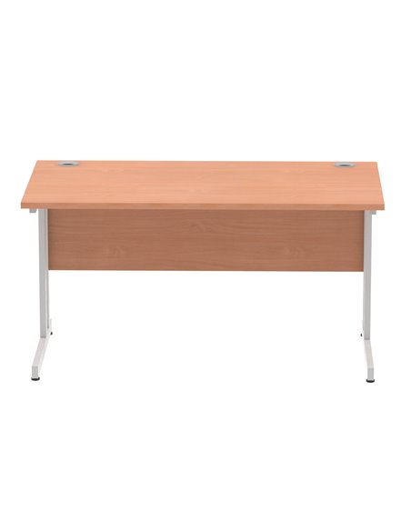 Dynamic Impulse 1400 x 800mm Straight Office Desk Beech Top Silver Cantilever Leg I000284 - pic 75226 | FastDaddyshop
