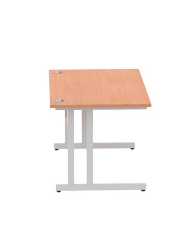 Dynamic Impulse 1400 x 800mm Straight Office Desk Beech Top Silver Cantilever Leg I000284