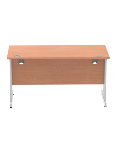 Dynamic Impulse 1400 x 800mm Straight Office Desk Beech Top Silver Cantilever Leg I000284