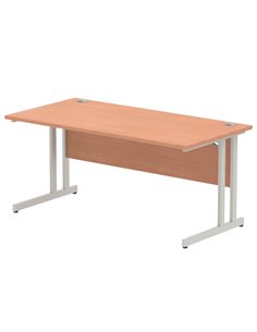 Dynamic Impulse 1600 x 800mm Straight Office Desk Beech Top Silver Cantilever Leg I000285
