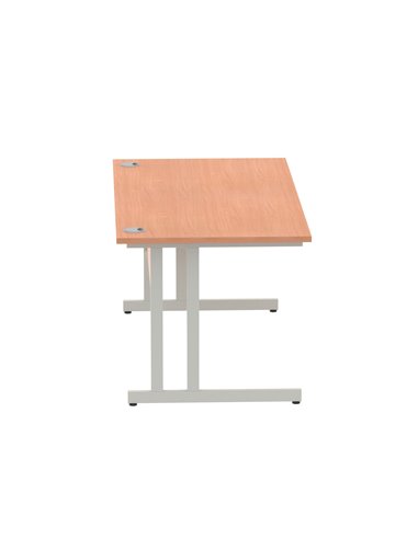 Dynamic Impulse 1600 x 800mm Straight Office Desk Beech Top Silver Cantilever Leg I000285