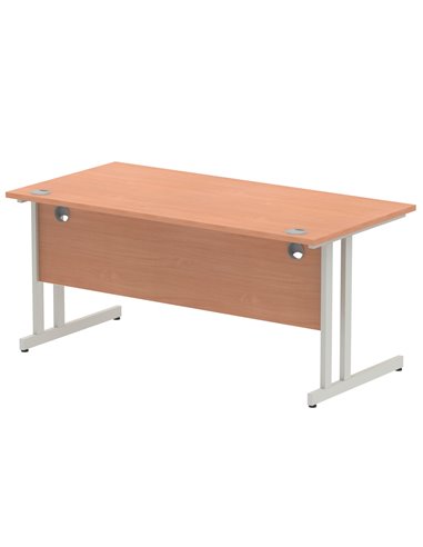 Dynamic Impulse 1600 x 800mm Straight Office Desk Beech Top Silver Cantilever Leg I000285