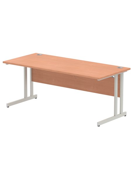 Dynamic Impulse 1800 x 800mm Straight Office Desk Beech Top Silver Cantilever Leg I000286 - pic 75241 | FastDaddyshop
