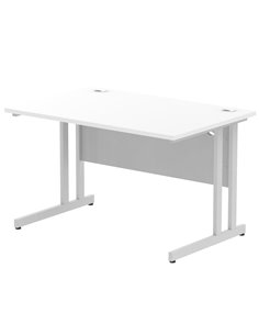 Dynamic Impulse 1200 x 800mm Straight Office Desk White Top Silver Cantilever Leg I000305