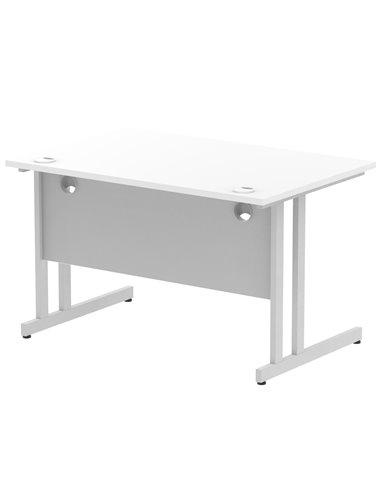 Dynamic Impulse 1200 x 800mm Straight Office Desk White Top Silver Cantilever Leg I000305