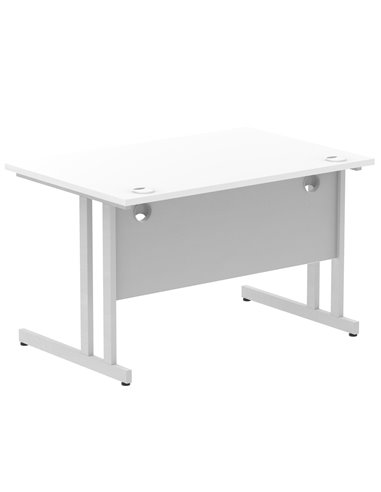Dynamic Impulse 1200 x 800mm Straight Office Desk White Top Silver Cantilever Leg I000305