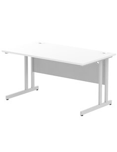 Dynamic Impulse 1400 x 800mm Straight Office Desk White Top Silver Cantilever Leg I000306