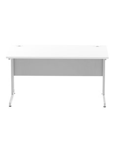 Dynamic Impulse 1400 x 800mm Straight Office Desk White Top Silver Cantilever Leg I000306 2