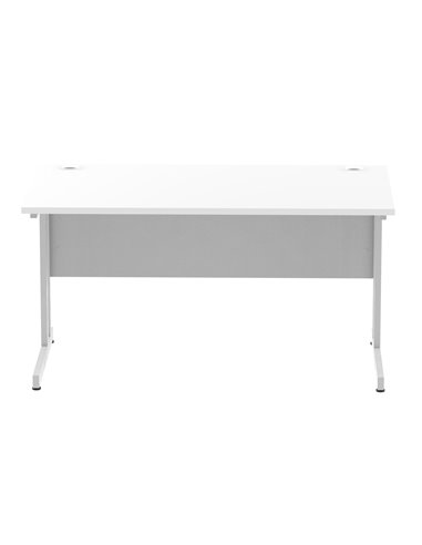 Dynamic Impulse 1400 x 800mm Straight Office Desk White Top Silver Cantilever Leg I000306