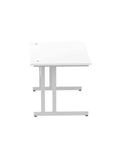 Dynamic Impulse 1400 x 800mm Straight Office Desk White Top Silver Cantilever Leg I000306