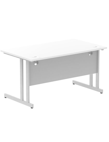 Dynamic Impulse 1400 x 800mm Straight Office Desk White Top Silver Cantilever Leg I000306 - pic 75263 | FastDaddyshop