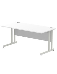 Dynamic Impulse 1600 x 800mm Straight Office Desk White Top Silver Cantilever Leg I000307
