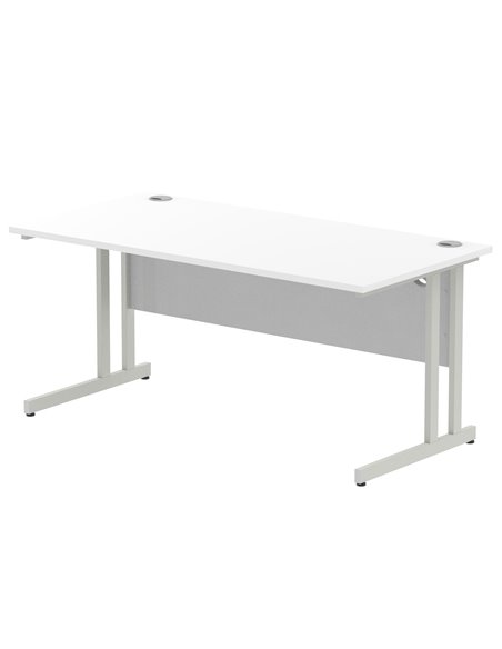 Dynamic Impulse 1600 x 800mm Straight Office Desk White Top Silver Cantilever Leg I000307 - pic 75265 | FastDaddyshop