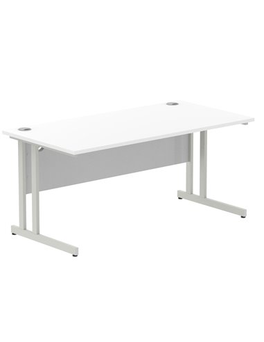 Dynamic Impulse 1600 x 800mm Straight Office Desk White Top Silver Cantilever Leg I000307