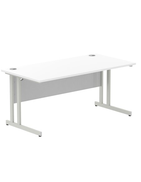 Dynamic Impulse 1600 x 800mm Straight Office Desk White Top Silver Cantilever Leg I000307 - pic 75267 | FastDaddyshop