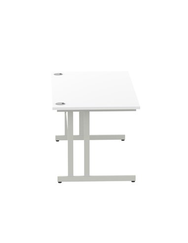 Dynamic Impulse 1600 x 800mm Straight Office Desk White Top Silver Cantilever Leg I000307