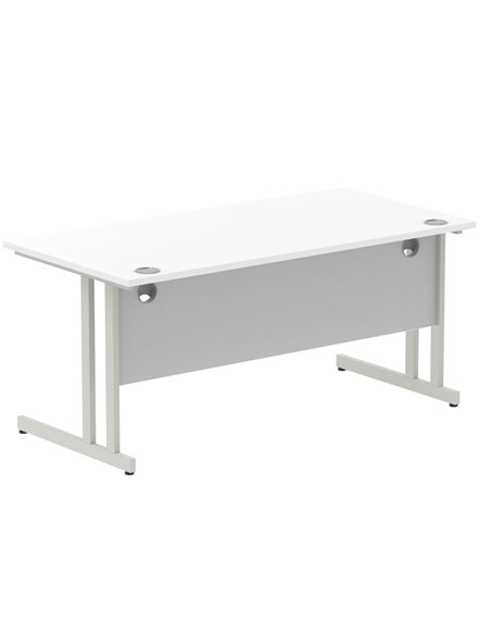 Dynamic Impulse 1600 x 800mm Straight Office Desk White Top Silver Cantilever Leg I000307 - pic 75271 | FastDaddyshop