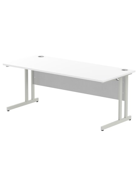 Dynamic Impulse 1800 x 800mm Straight Office Desk White Top Silver Cantilever Leg I000308 - pic 75273 | FastDaddyshop