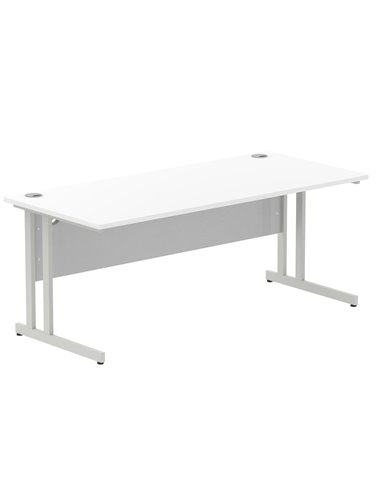 Dynamic Impulse 1800 x 800mm Straight Office Desk White Top Silver Cantilever Leg I000308