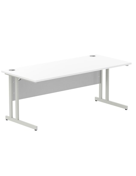 Dynamic Impulse 1800 x 800mm Straight Office Desk White Top Silver Cantilever Leg I000308 - pic 75275 | FastDaddyshop