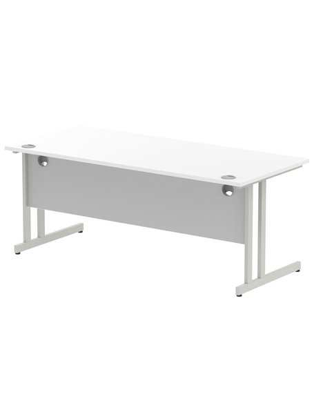 Dynamic Impulse 1800 x 800mm Straight Office Desk White Top Silver Cantilever Leg I000308 - pic 75277 | FastDaddyshop