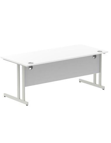 Dynamic Impulse 1800 x 800mm Straight Office Desk White Top Silver Cantilever Leg I000308