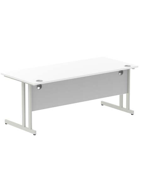 Dynamic Impulse 1800 x 800mm Straight Office Desk White Top Silver Cantilever Leg I000308 - pic 75279 | FastDaddyshop