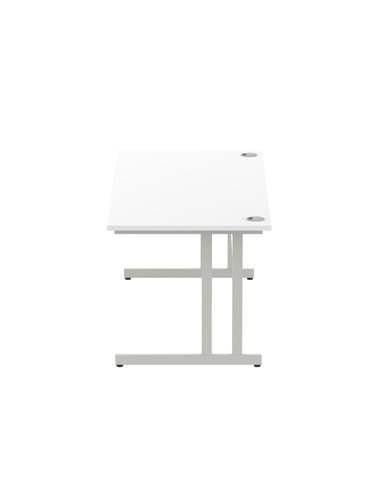 Dynamic Impulse 1800 x 800mm Straight Office Desk White Top Silver Cantilever Leg I000308
