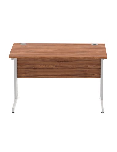 Dynamic Impulse 1200 x 800mm Straight Office Desk Walnut Top Silver Cantilever Leg I000327