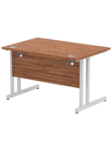 Dynamic Impulse 1200 x 800mm Straight Office Desk Walnut Top Silver Cantilever Leg I000327