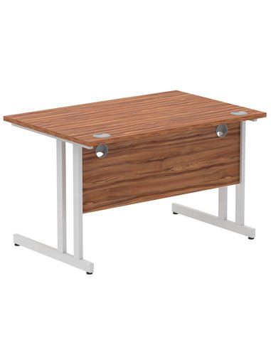 Dynamic Impulse 1200 x 800mm Straight Office Desk Walnut Top Silver Cantilever Leg I000327