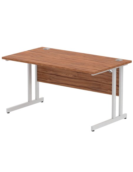 Dynamic Impulse 1400 x 800mm Straight Office Desk Walnut Top Silver Cantilever Leg I000328 - pic 75289 | FastDaddyshop