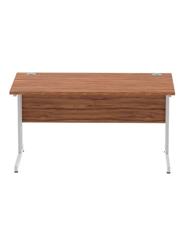 Dynamic Impulse 1400 x 800mm Straight Office Desk Walnut Top Silver Cantilever Leg I000328
