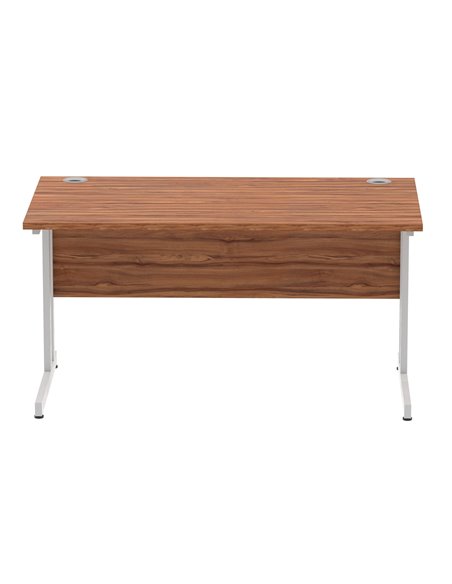 Dynamic Impulse 1400 x 800mm Straight Office Desk Walnut Top Silver Cantilever Leg I000328 - pic 75290 | FastDaddyshop